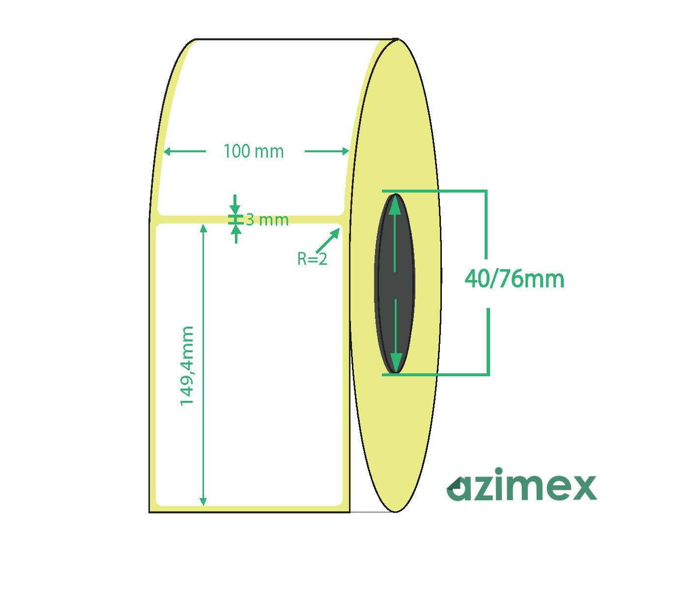100 x 149.4 mm, Azimex Thermal Transfer labels on roll, 500 labels/roll
