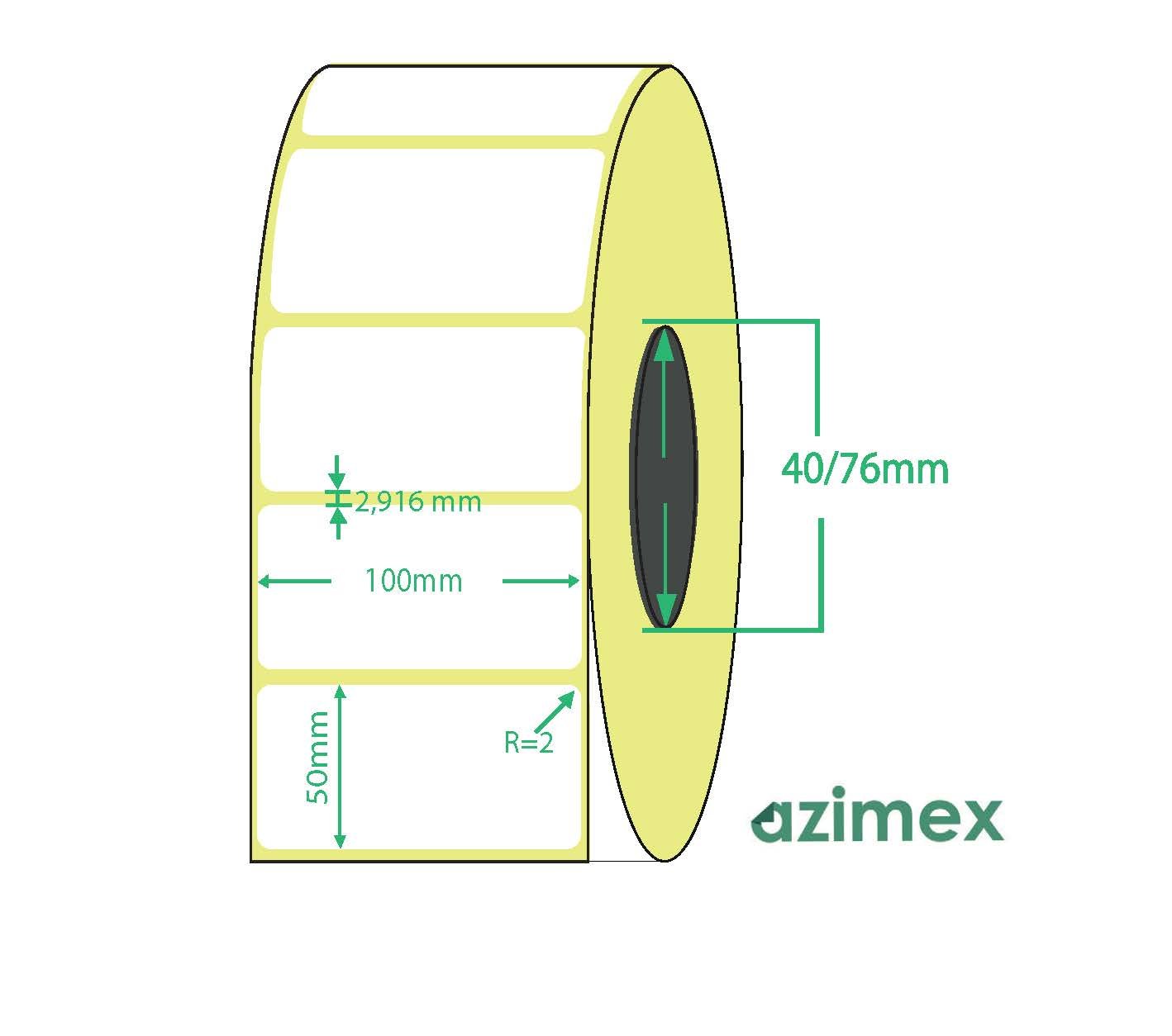 100 x 20 mm, Azimex Thermal Transfer labels on roll, 2500 labels/roll