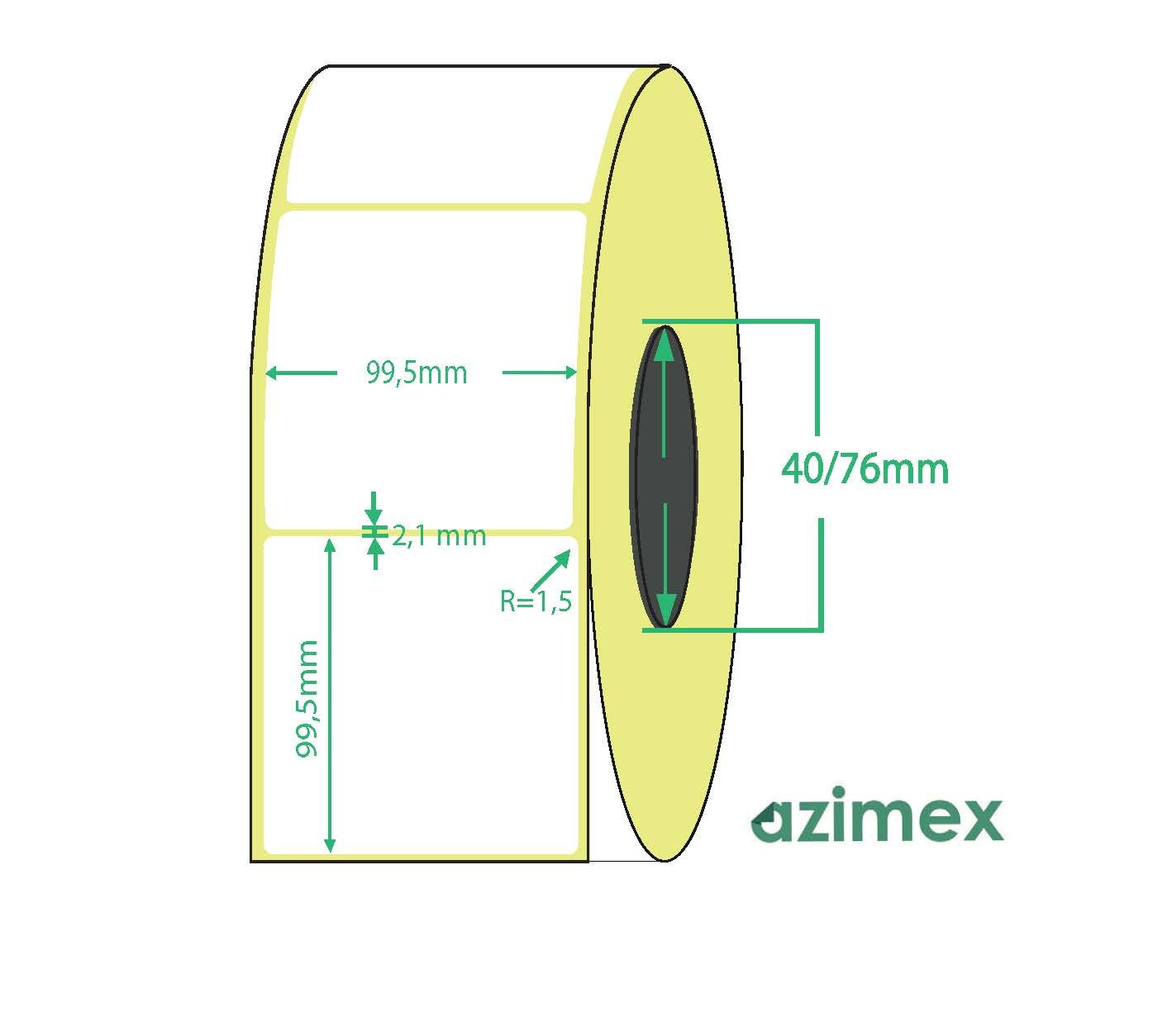 99.5 x 99.5 mm, Azimex Thermal Transfer labels on roll, 750 labels/roll