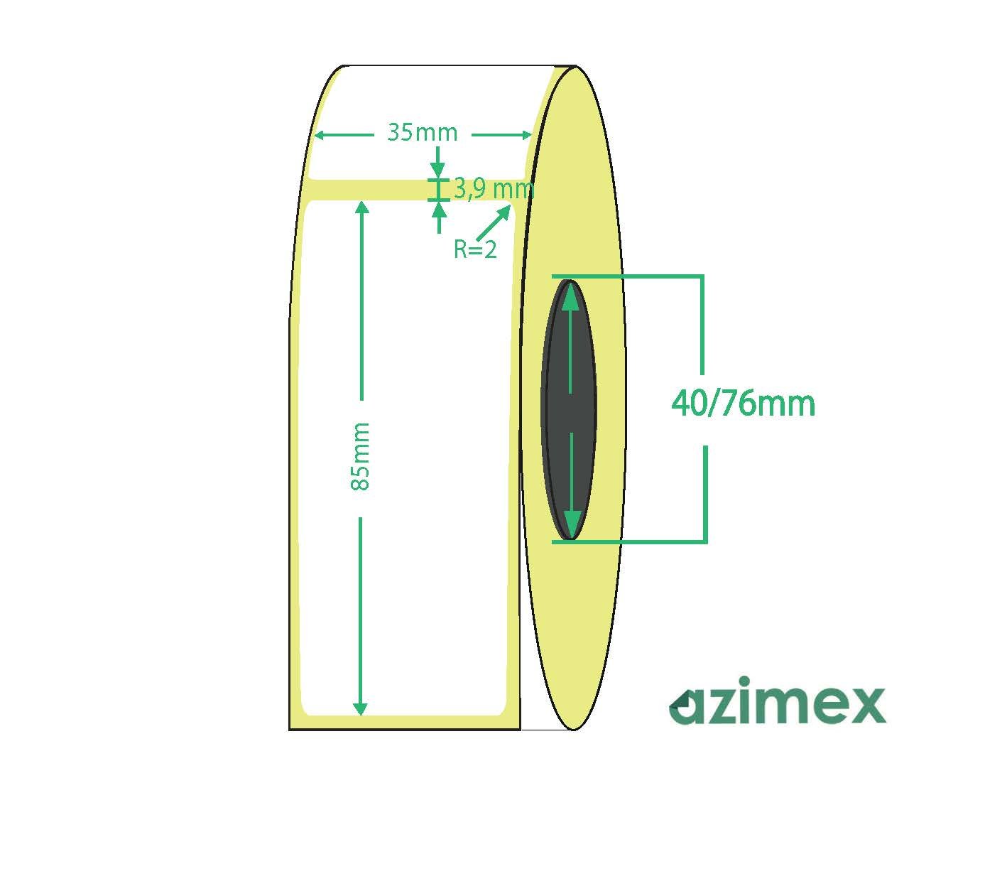 35 x 85 mm, Azimex Thermolabels on roll, 500 labels/roll
