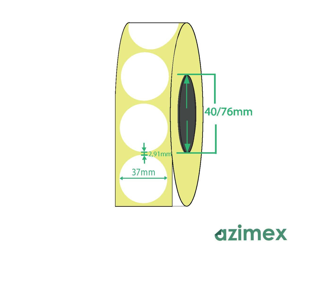 Ø 37 mm, Azimex Thermal Transfer labels on roll, 1000 labels/roll