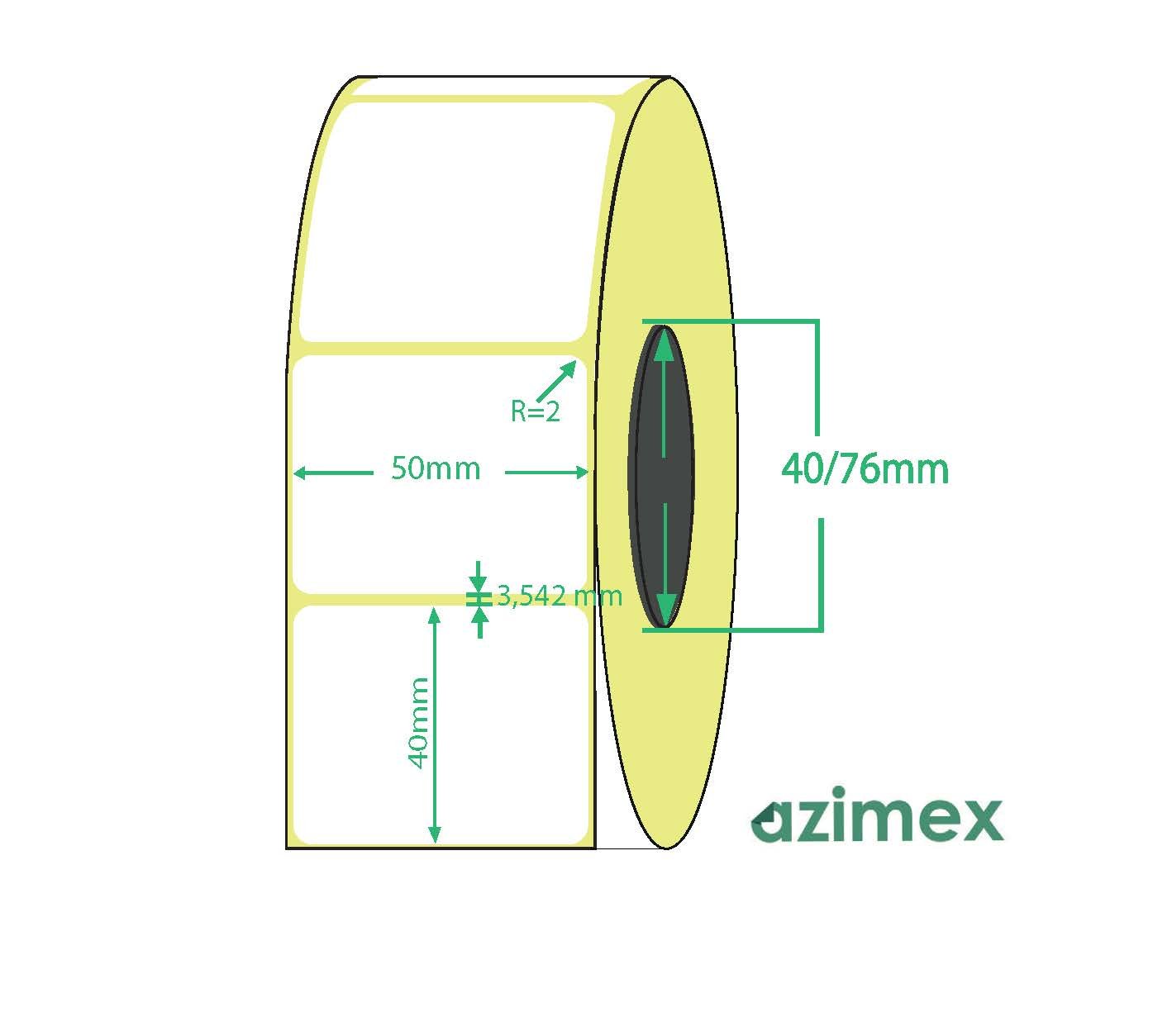 50 x 40 mm, Azimex Thermolabels on roll, 1000 labels/roll