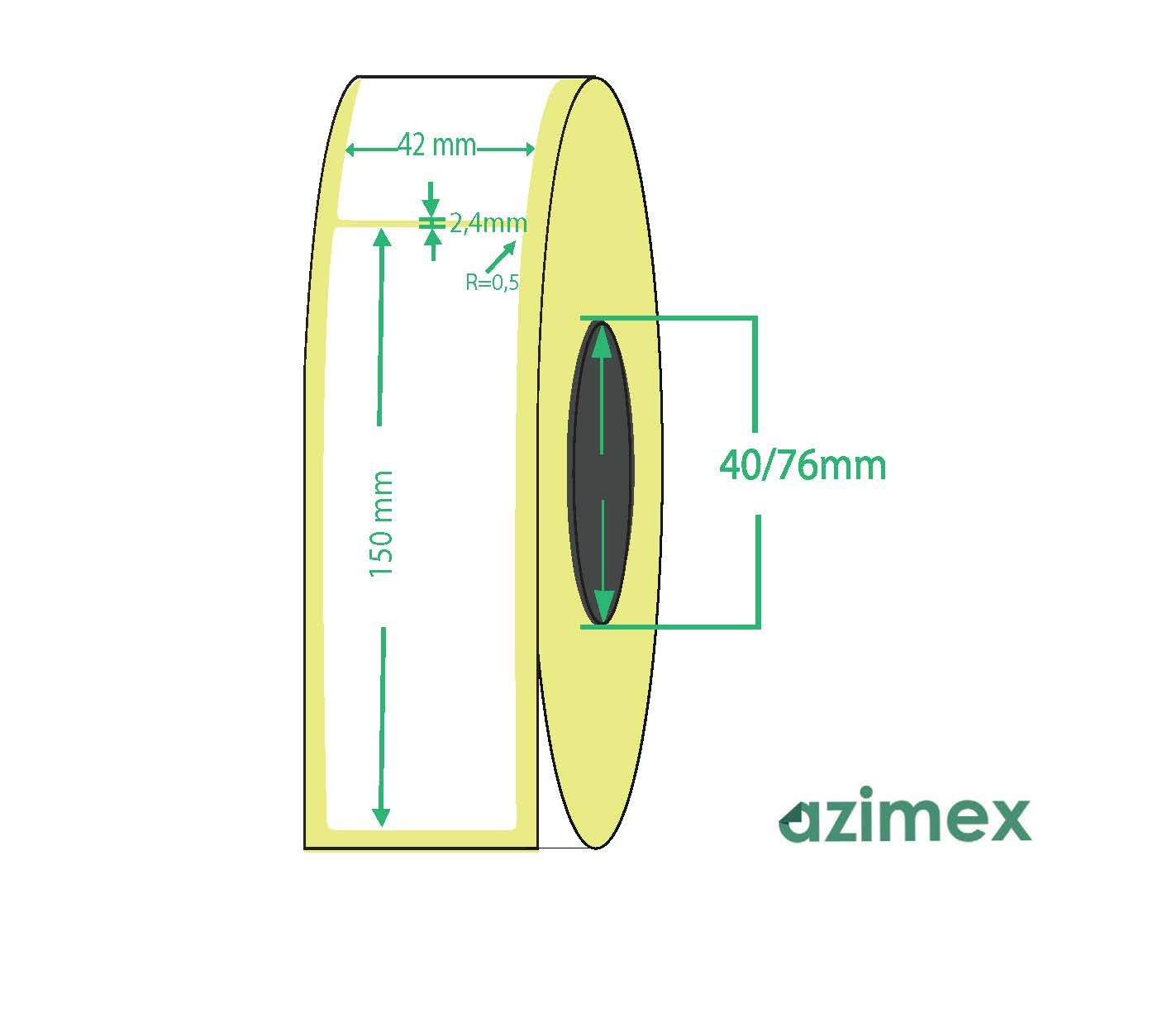 42 x 150 mm, Azimex Thermolabels on roll, 500 labels/roll