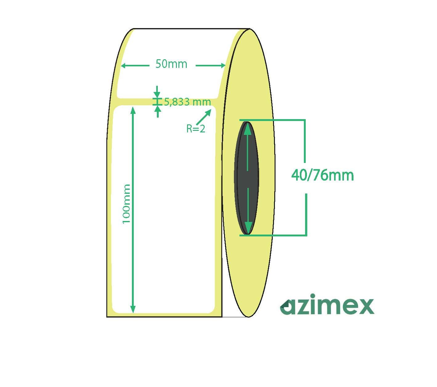 50 x 100 mm, Azimex Thermolabels on roll, 500 labels/roll