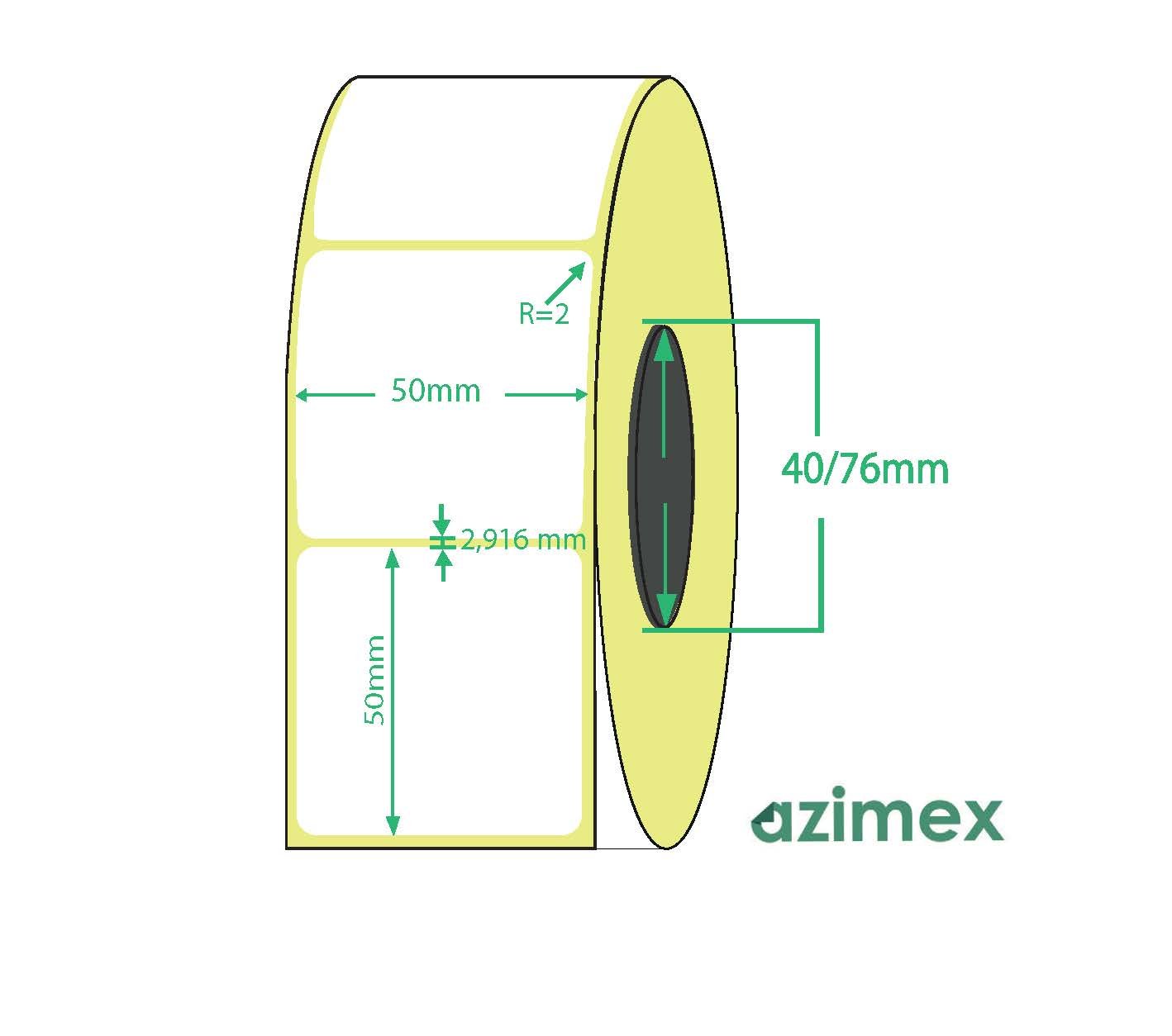 50 x 50 mm, Azimex Thermolabels on roll, 1000 labels/roll