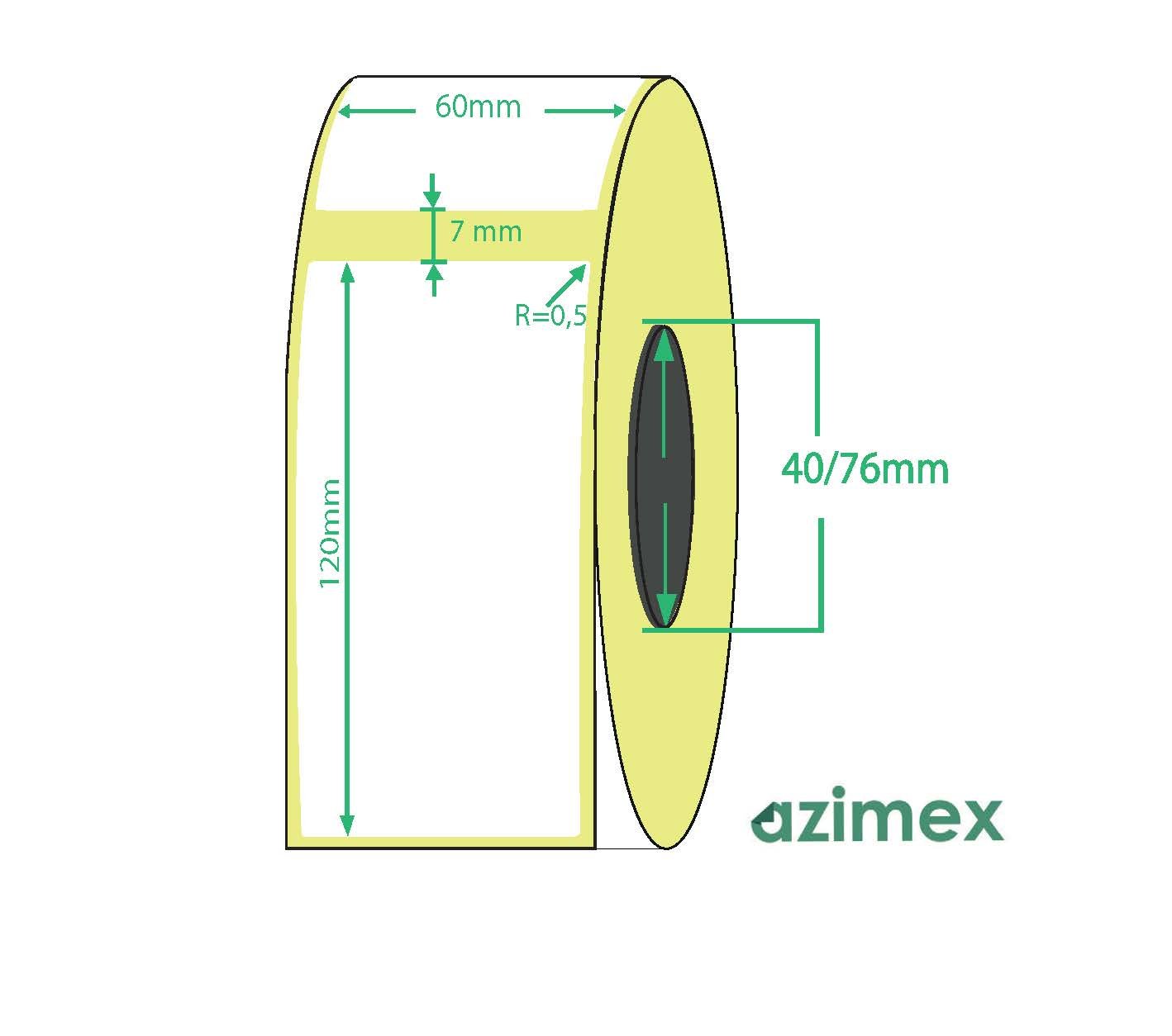 60 x 120 mm, Azimex Thermolabels on roll, 500 labels/roll