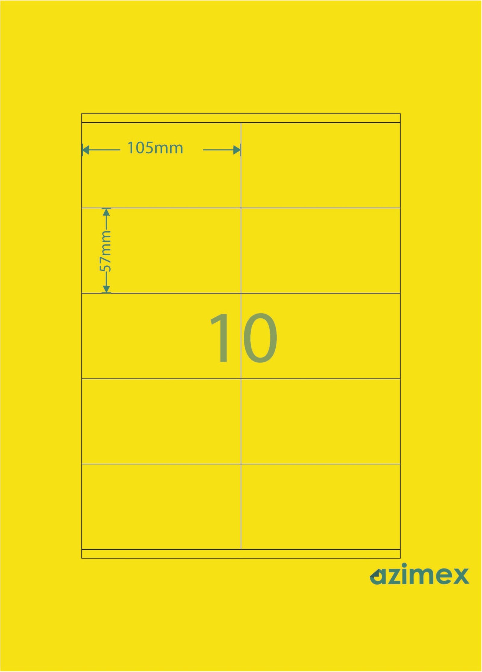 A4-10 labels, 105 x 57 mm, Azimex Labels on A4 sheet, 10 labels, multi-colored neon paper, 100 sheets/box