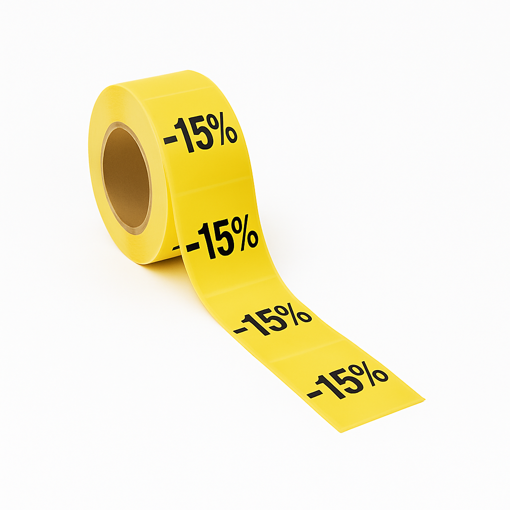 15 % Discount Label on the Roll