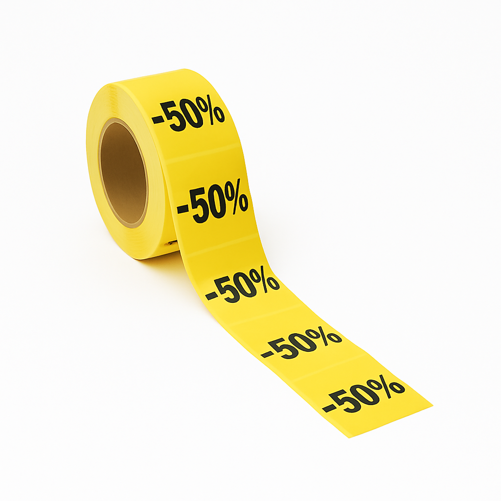 50 % Discount Label on the Roll